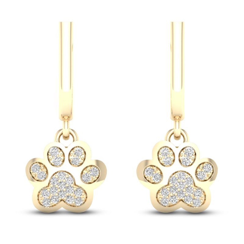 Main Image 2 of Diamond Paw Earrings 1/10 ct tw Round 10K Yellow Gold