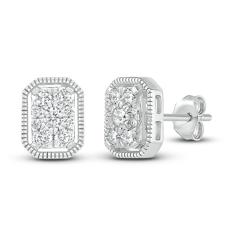 Main Image 1 of Diamond Stud Earrings 1/3 ct tw Round 10K White Gold