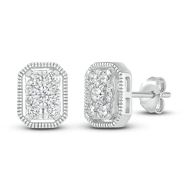 Diamond Stud Earrings 1/3 ct tw Round 10K White Gold