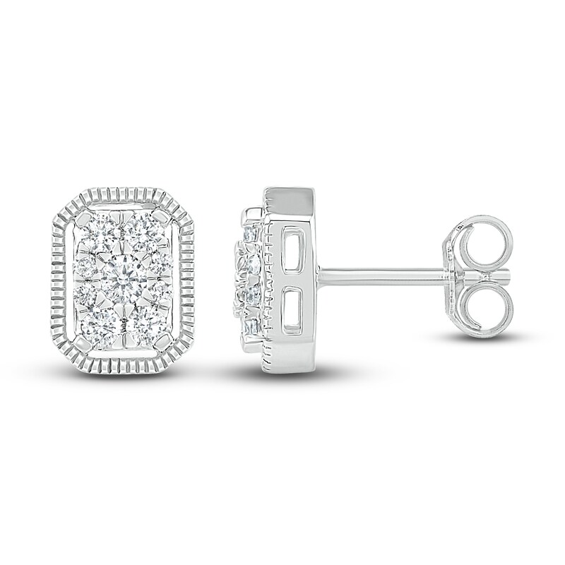 Main Image 2 of Diamond Stud Earrings 1/3 ct tw Round 10K White Gold