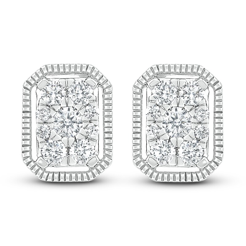 Main Image 3 of Diamond Stud Earrings 1/3 ct tw Round 10K White Gold