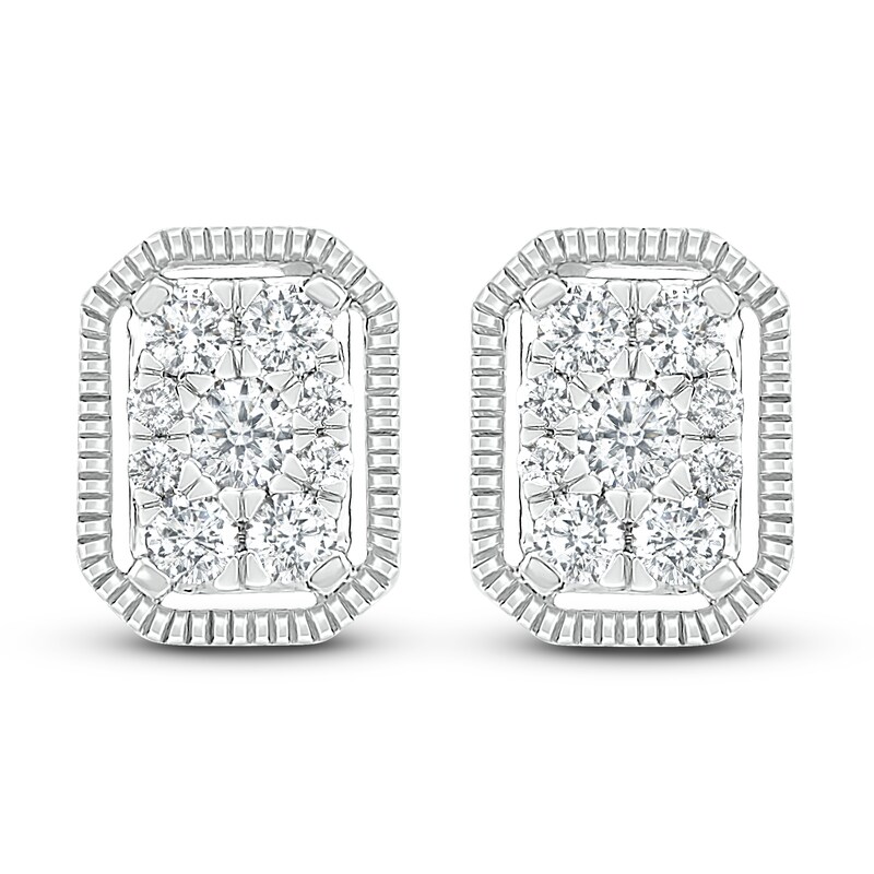 Diamond Stud Earrings 1/3 ct tw Round 10K White Gold