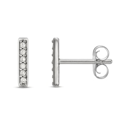 Diamond Bar Earrings 1/10 ct tw Round 14K White Gold