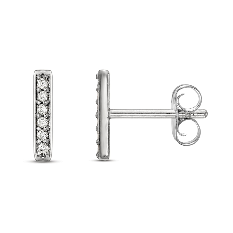 Main Image 1 of Diamond Bar Earrings 1/10 ct tw Round 14K White Gold
