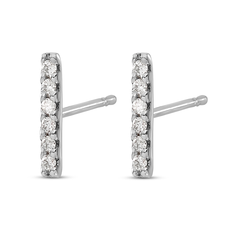 Main Image 2 of Diamond Bar Earrings 1/10 ct tw Round 14K White Gold