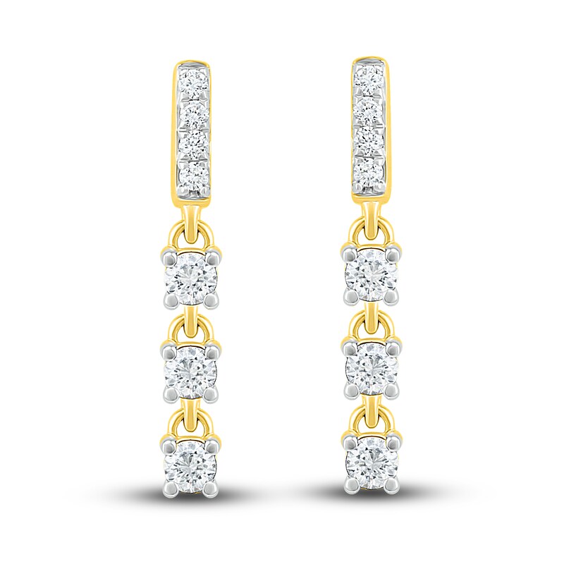Main Image 3 of Diamond Dangle Earrings 3/8 ct tw Round 10K Yellow Gold
