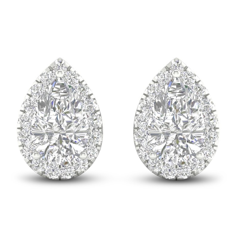 Main Image 1 of Diamond Stud Earrings 1/2 ct tw Round/Pear-shaped 14K White Gold