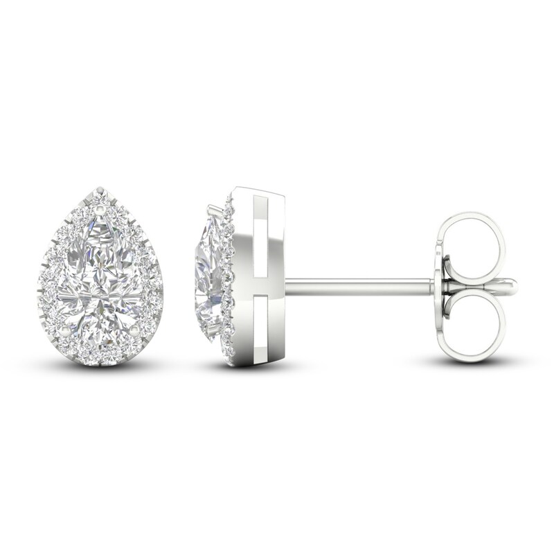 Main Image 2 of Diamond Stud Earrings 1/2 ct tw Round/Pear-shaped 14K White Gold