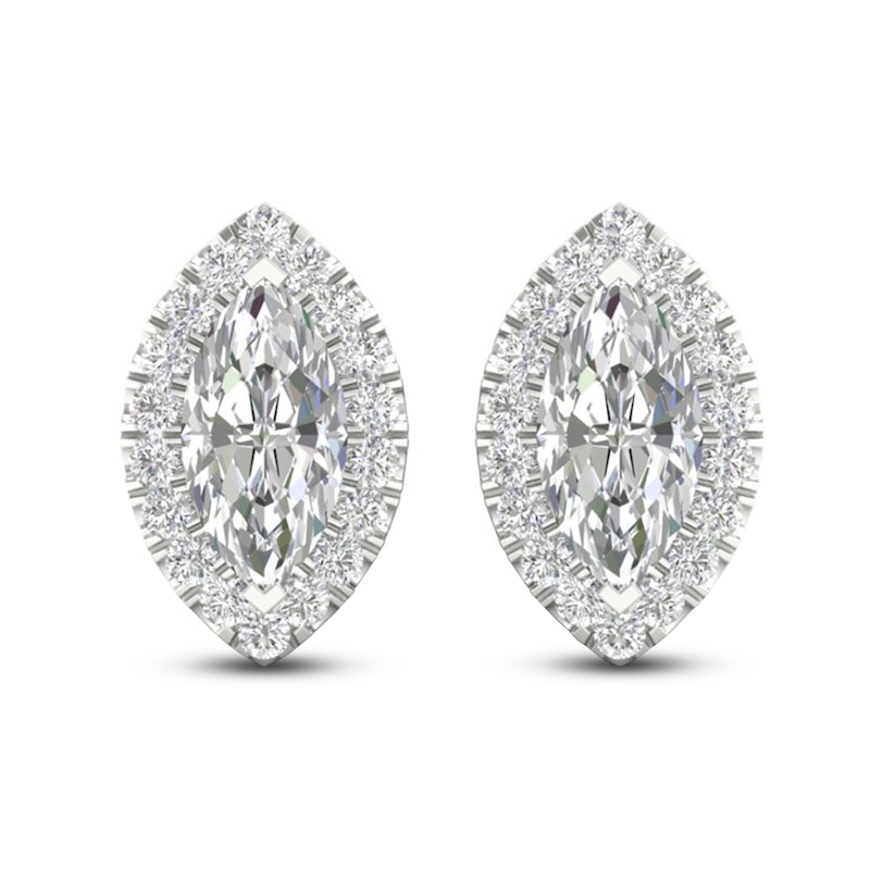 Main Image 1 of Diamond Stud Earrings 1/2 ct tw Round/Marquise 14K White Gold