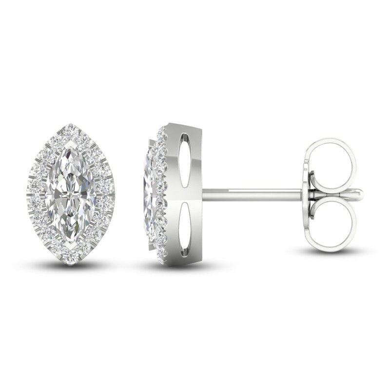 Main Image 2 of Diamond Stud Earrings 1/2 ct tw Round/Marquise 14K White Gold