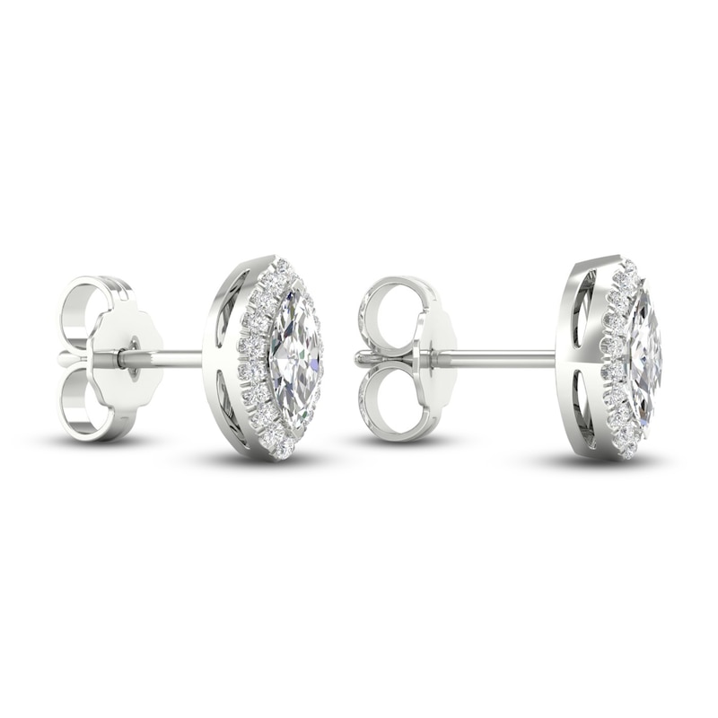 Main Image 4 of Diamond Stud Earrings 1/2 ct tw Round/Marquise 14K White Gold