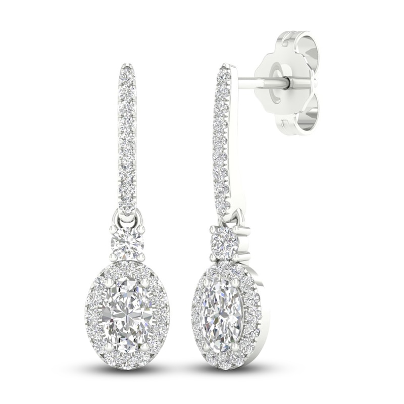Main Image 3 of Diamond Drop Earrings 3/4 ct tw Round/Oval 14K White Gold
