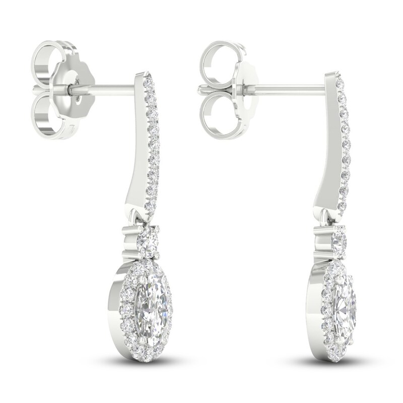Main Image 4 of Diamond Drop Earrings 3/4 ct tw Round/Oval 14K White Gold