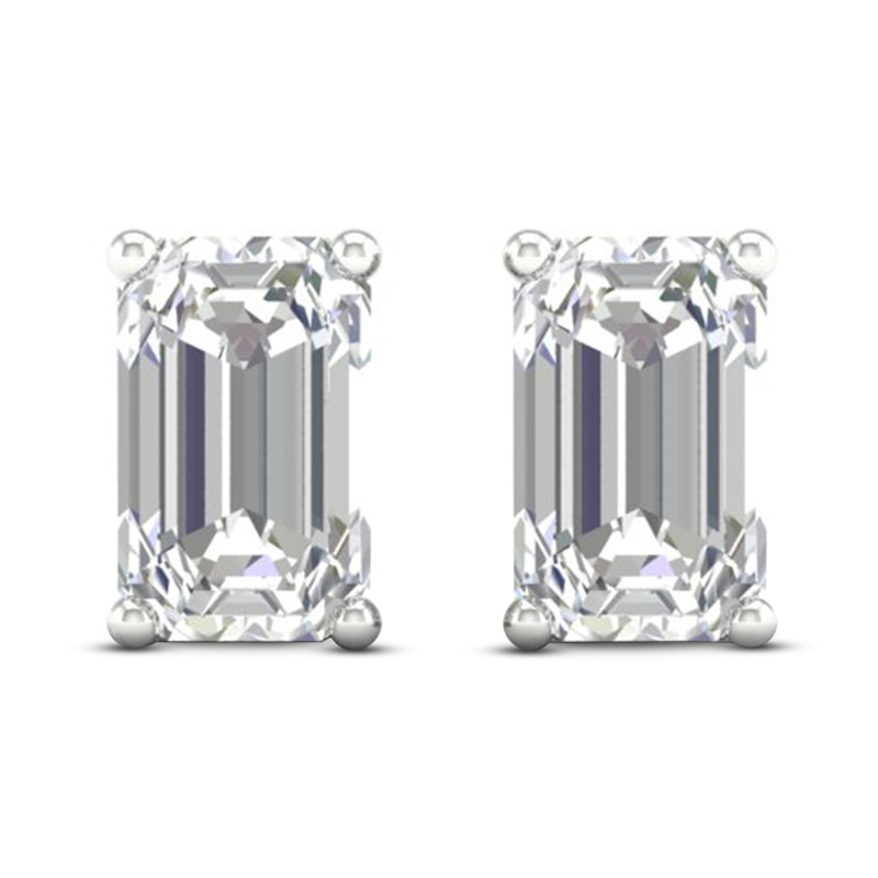 Main Image 1 of Diamond Stud Earrings 1/2 ct tw Emerald-cut 14K White Gold (I1/I)