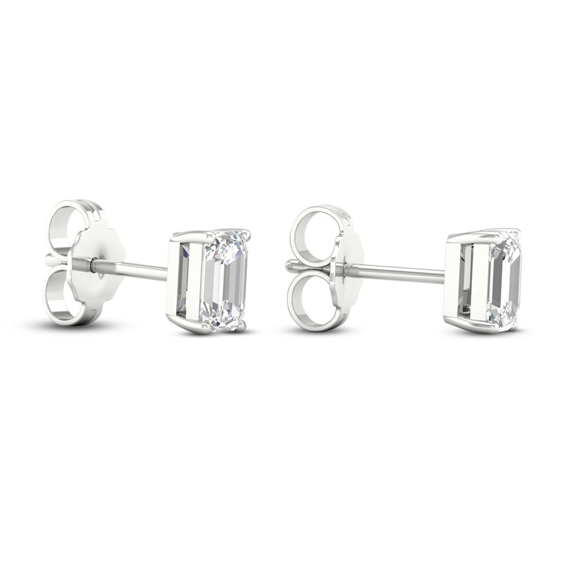 Main Image 4 of Diamond Stud Earrings 1/2 ct tw Emerald-cut 14K White Gold (I1/I)