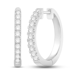 Diamond Hoop Earrings 1/6 ct tw Round 10K White Gold