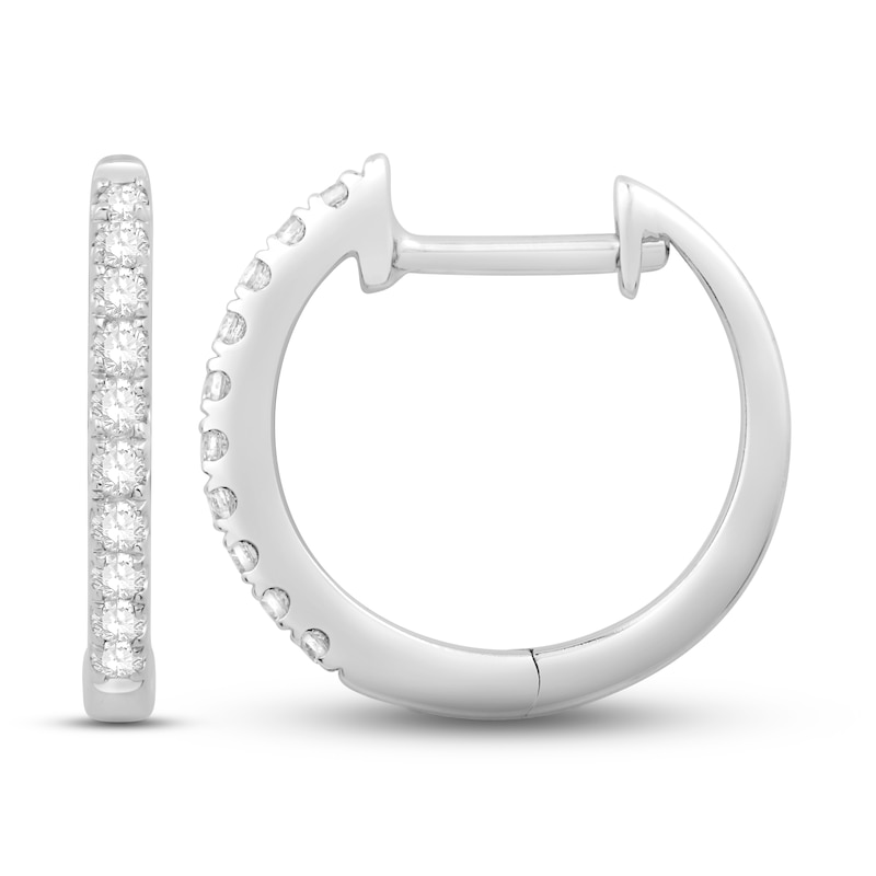 Main Image 2 of Diamond Hoop Earrings 1/6 ct tw Round 10K White Gold