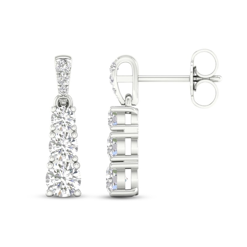 Main Image 2 of Diamond 3-Stone Earrings 1 ct tw Round 14K White Gold