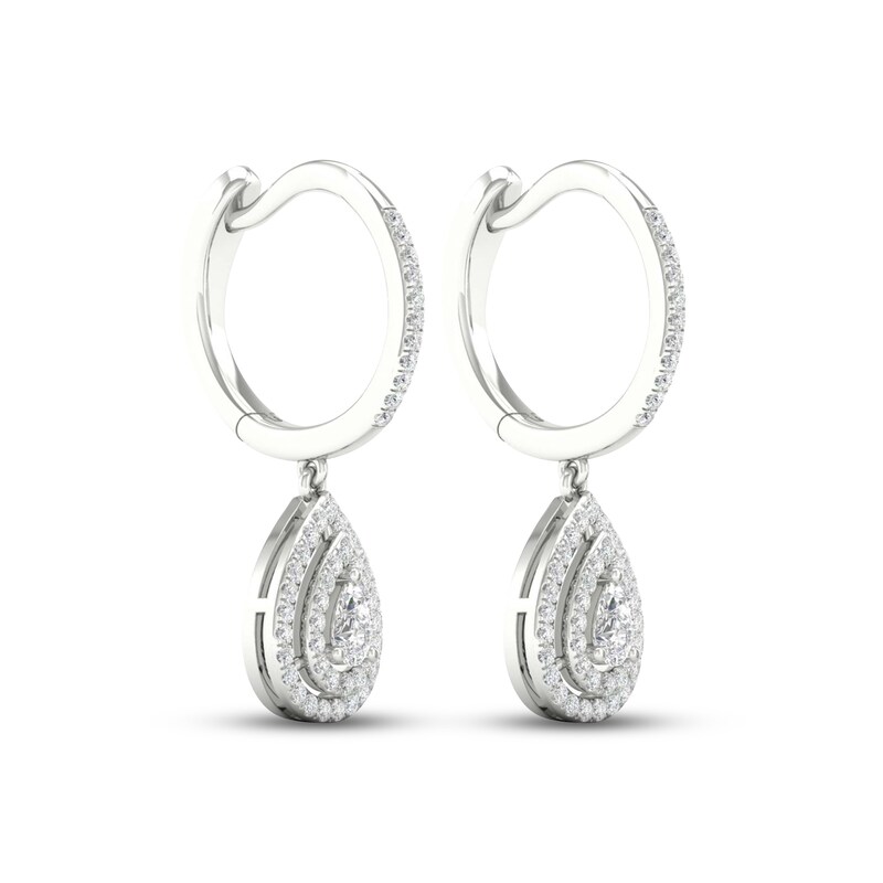 Diamond Drop Earrings 1/2 ct tw Pear-shaped/Round 14K White Gold