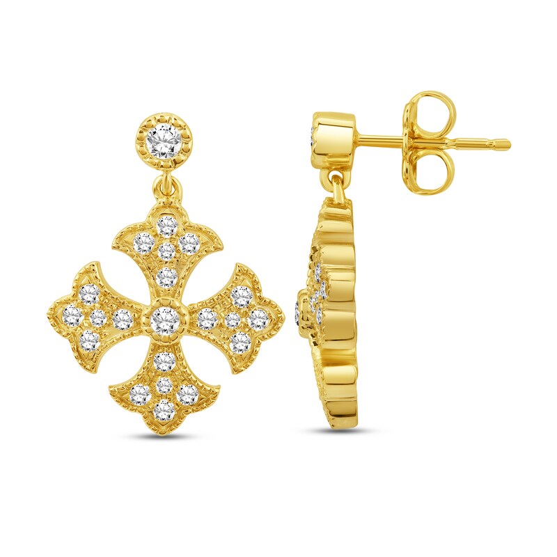 Diamond Snowflake Earrings 1/2 ct tw Round 14K Yellow Gold