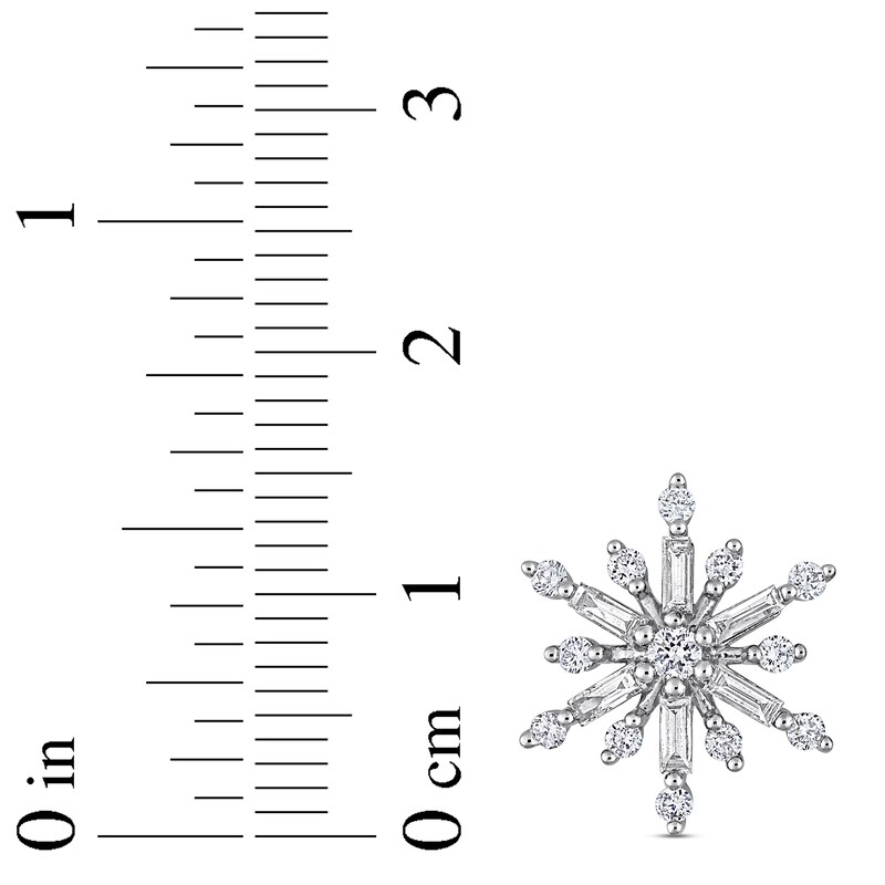 Diamond Snowflake Earrings 1/2 ct tw Round 14K Yellow Gold