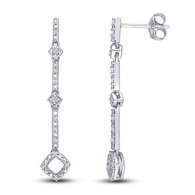 Diamond Drop Earrings 1/6 ct tw Round 10K White Gold