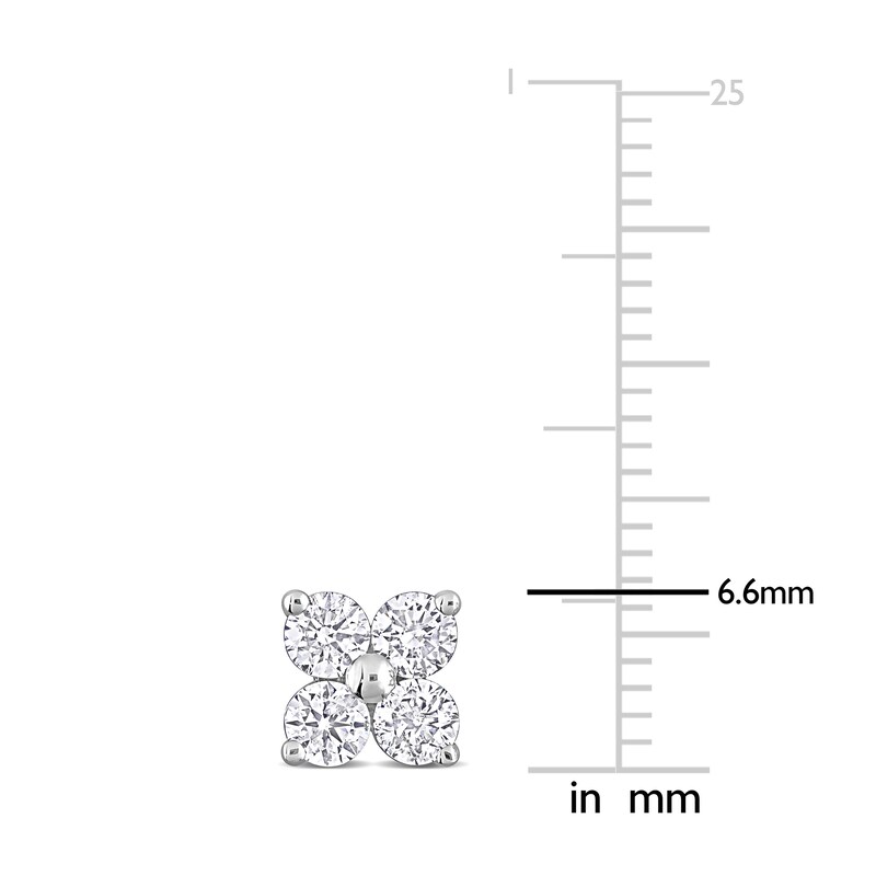 Diamond Flower Stud Earrings 1 ct tw Round 14K White Gold