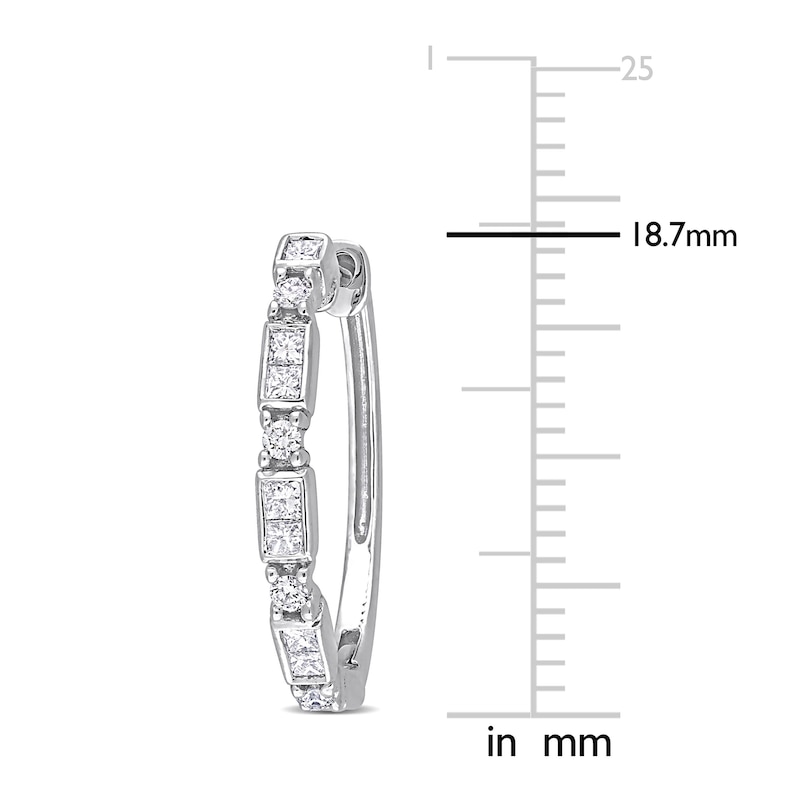Diamond Hoop Earrings 1/2 ct tw Round/Princess 14K White Gold