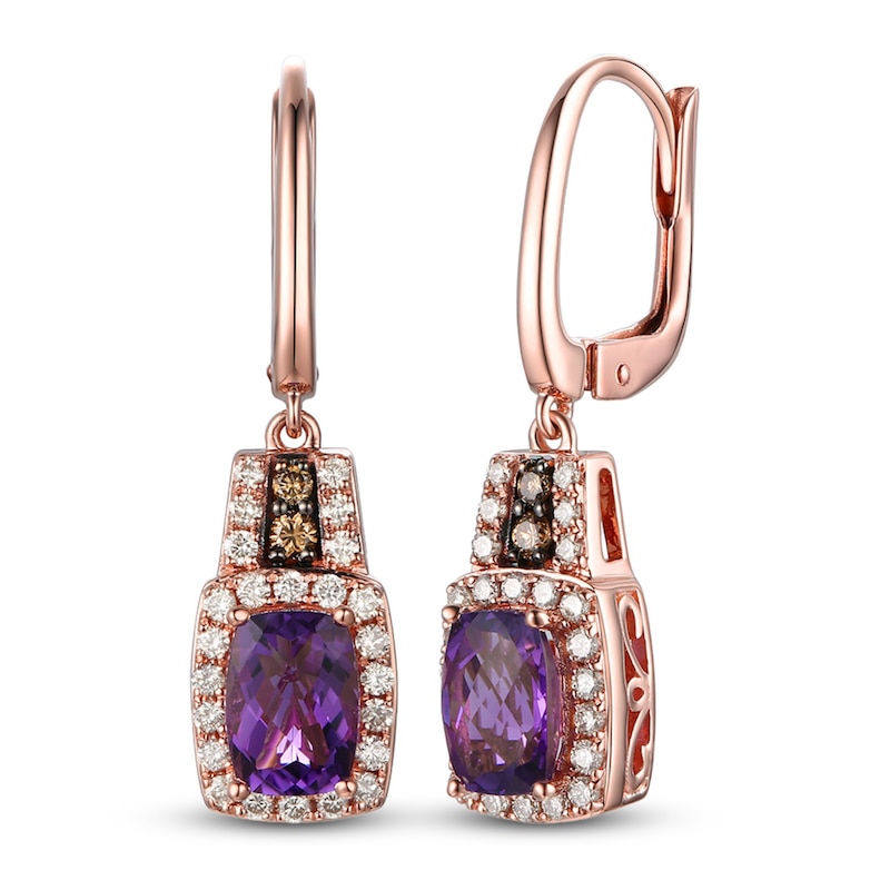 Main Image 1 of Le Vian Natural Amethyst Earrings 3/8 ct tw Diamonds 14K Strawberry Gold