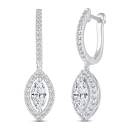 Diamond Dangle Earrings 1-1/3 ct tw Round/Marquise 14K White Gold