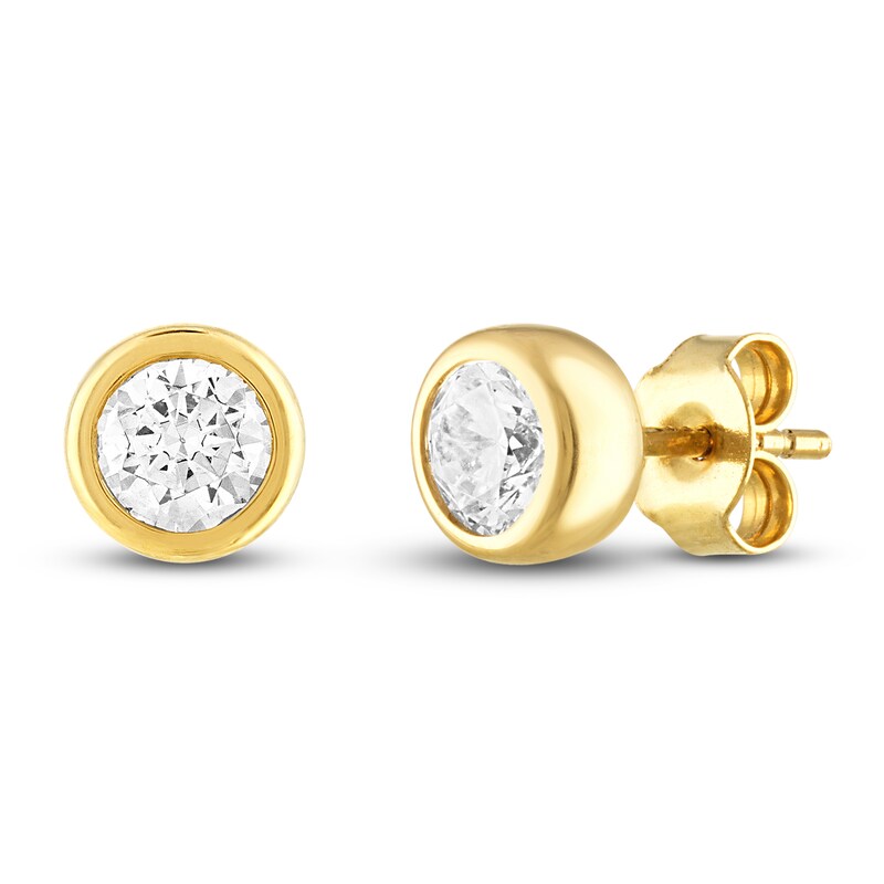 Diamond Stud Earrings 1 ct tw Round 18K Yellow Gold