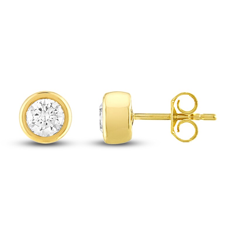 Diamond Stud Earrings 1 ct tw Round 18K Yellow Gold