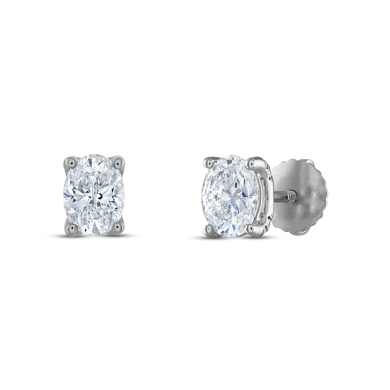 Royal Asscher Diamond Solitaire Stud Earrings 1 ct tw Oval 14K White Gold (SI2/I)