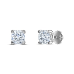 Royal Asscher Diamond Solitaire Stud Earrings 1-1/2 ct tw Round 14K White Gold (SI2/I)