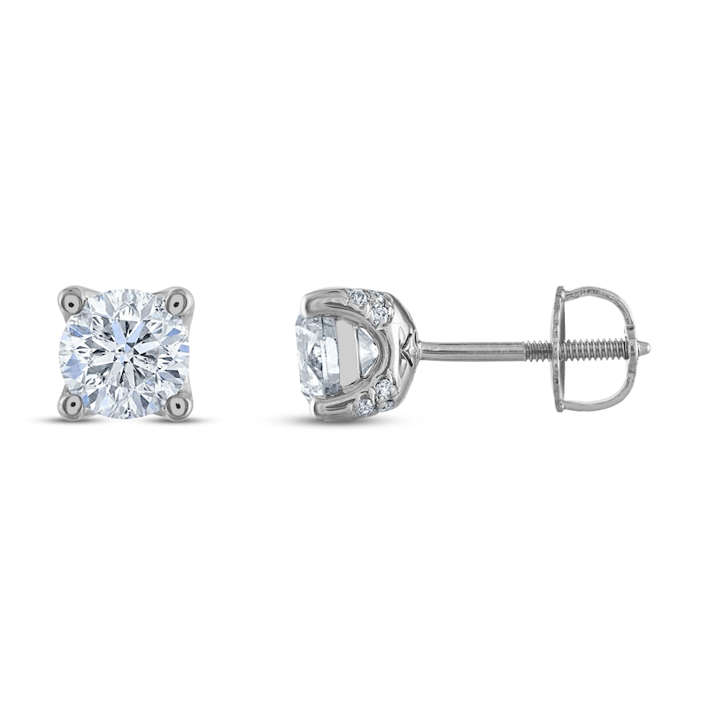 Royal Asscher Diamond Solitaire Stud Earrings 1-1/2 ct tw Round 14K White Gold (SI2/I)