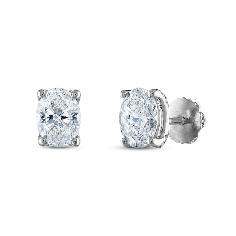 Royal Asscher Diamond Solitaire Stud Earrings 1-1/2 ct tw Oval 14K White Gold (SI2/I)