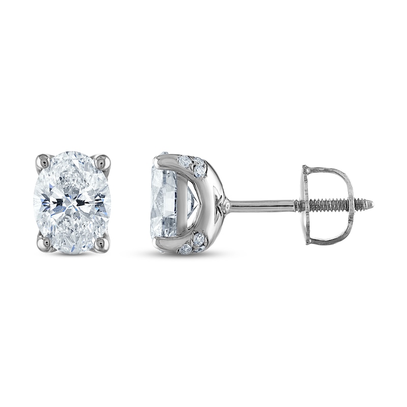 Royal Asscher Diamond Solitaire Stud Earrings 1-1/2 ct tw Oval 14K White Gold (SI2/I)