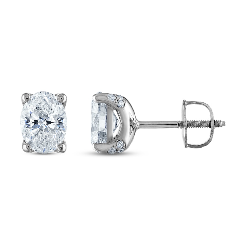 Main Image 2 of Royal Asscher Diamond Solitaire Stud Earrings 1-1/2 ct tw Oval 14K White Gold (SI2/I)