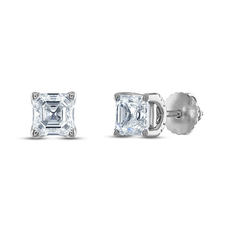 Main Image 1 of Royal Asscher Diamond Solitaire Stud Earrings 1-1/2 ct tw Asscher-Cut 14K White Gold (SI2/I)