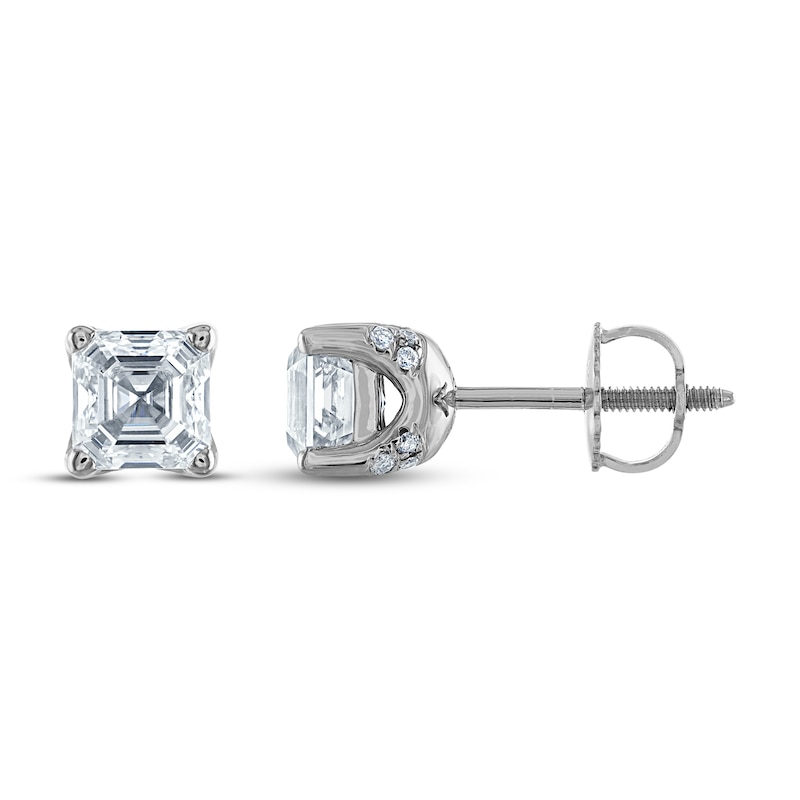Royal Asscher Diamond Solitaire Stud Earrings 1-1/2 ct tw Asscher-Cut 14K White Gold (SI2/I)