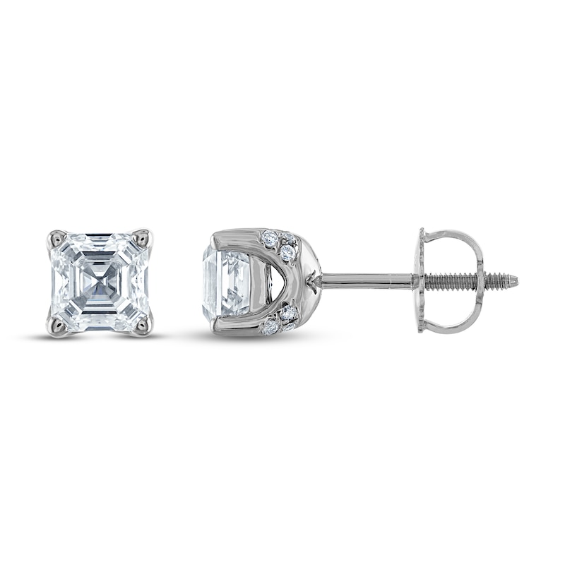 Main Image 2 of Royal Asscher Diamond Solitaire Stud Earrings 1-1/2 ct tw Asscher-Cut 14K White Gold (SI2/I)