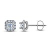 Thumbnail Image 0 of Royal Asscher Diamond Halo Earrings 3/4 ct tw Square 14K White Gold