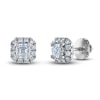 Thumbnail Image 1 of Royal Asscher Diamond Halo Earrings 3/4 ct tw Square 14K White Gold