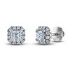 Thumbnail Image 1 of Royal Asscher Diamond Halo Earrings 3/4 ct tw Square 14K White Gold