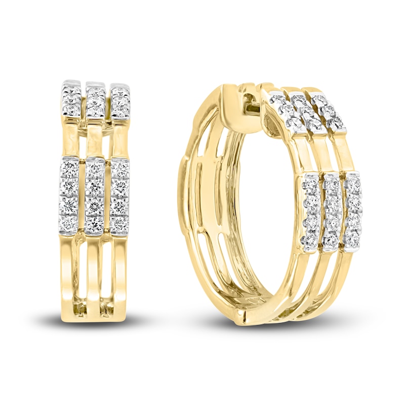Main Image 1 of LALI Jewels Diamond Huggie Earrings 1/4 ct tw Round 14K Yellow Gold