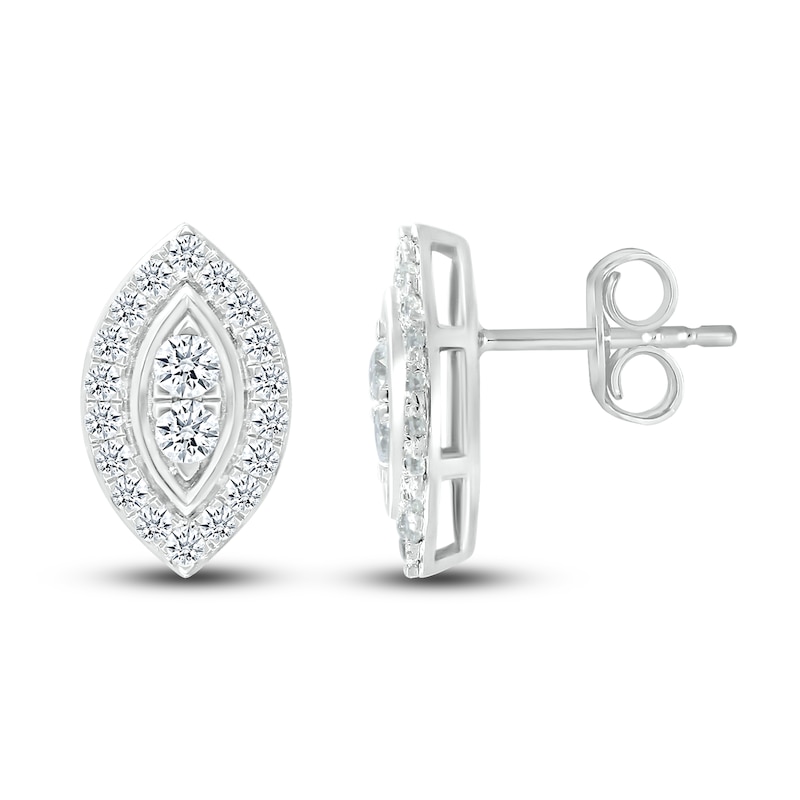 Diamond Stud Earrings 5/8 ct tw Round 10K White Gold