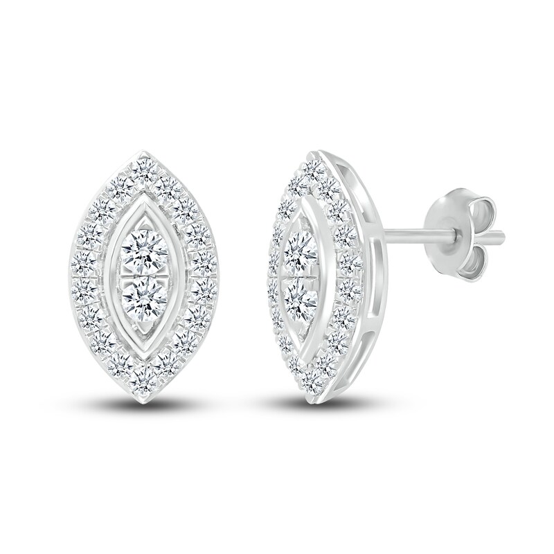 Diamond Stud Earrings 5/8 ct tw Round 10K White Gold