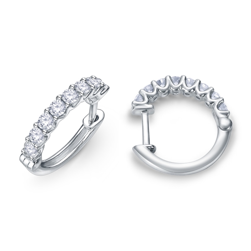 Main Image 1 of Diamond Hoop Earrings 1/2 ct tw Round 14K White Gold