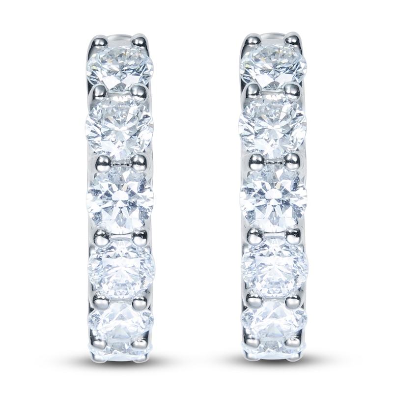 Main Image 2 of Diamond Hoop Earrings 1/2 ct tw Round 14K White Gold