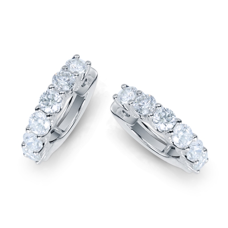 Main Image 3 of Diamond Hoop Earrings 1/2 ct tw Round 14K White Gold